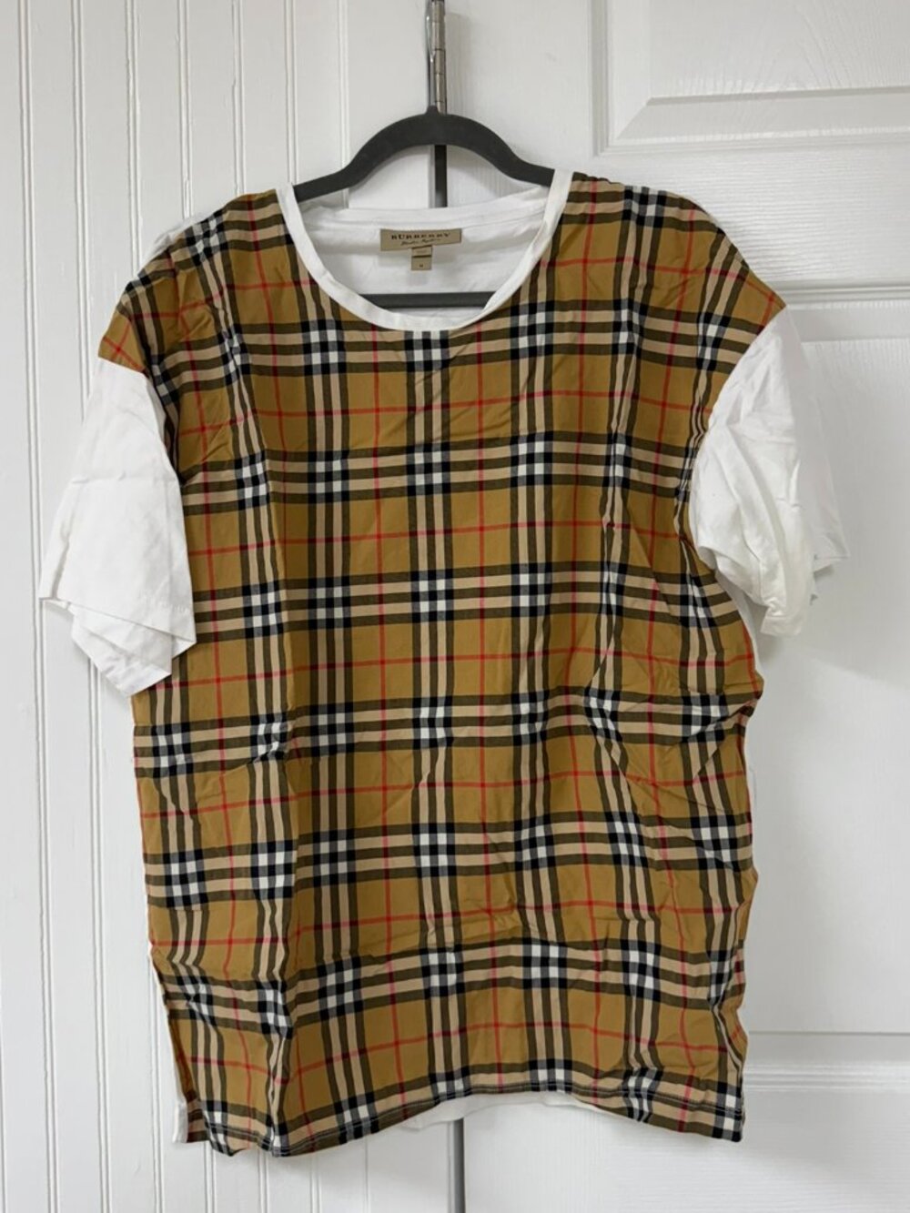 Burberry Men's Plaid Cotton Crew Neck T-Shirt - Size M